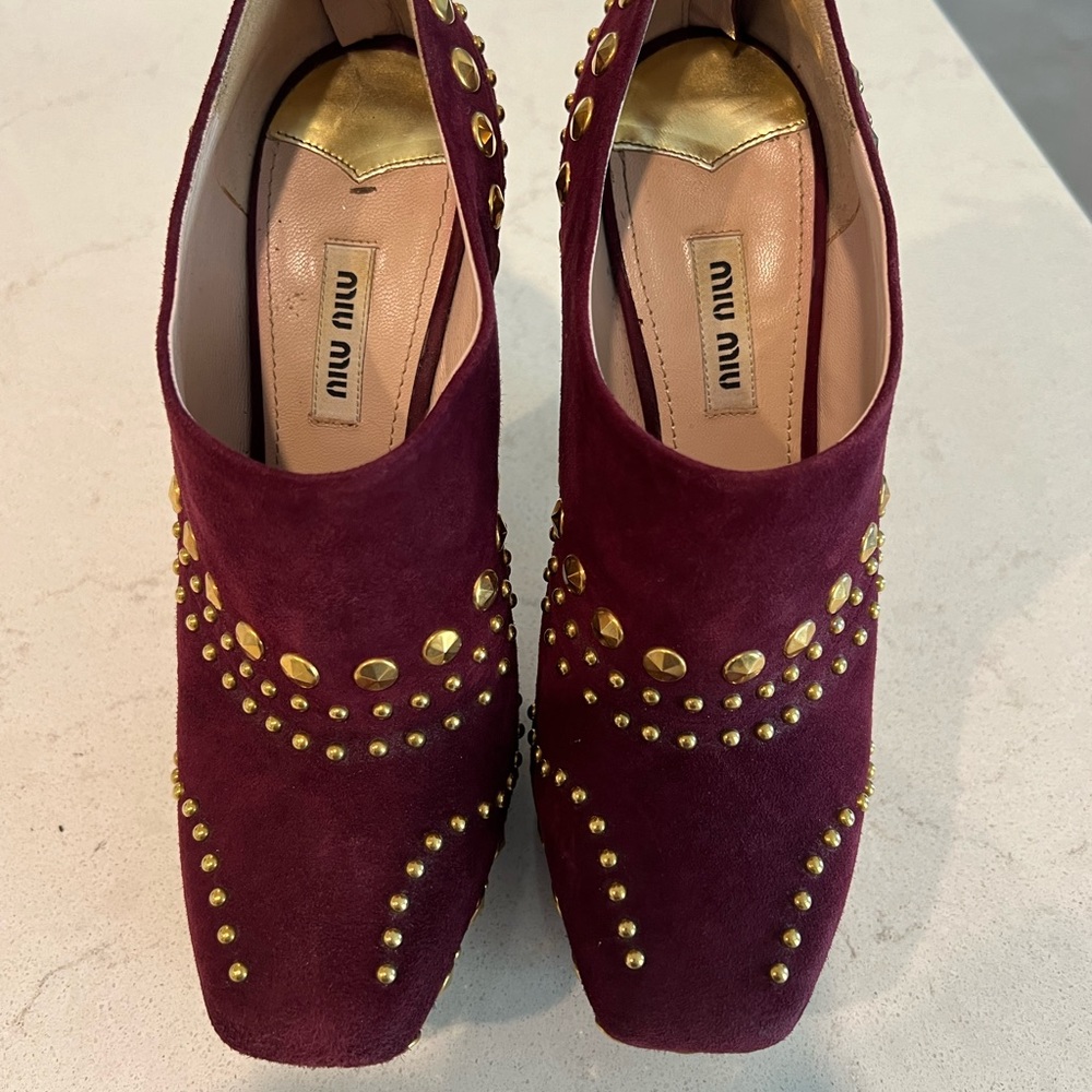 Rare Vintage Miu Miu Platform Embellished Heel Si… - image 3